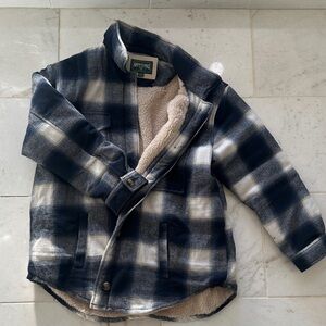 American Eagle Outfitters Women’s Blue Plaid Jacket with Sherpa Lining